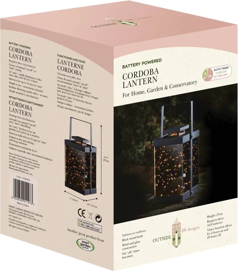 Farol Cordoba Metalico y Cristal 26,5 cm — foto principal