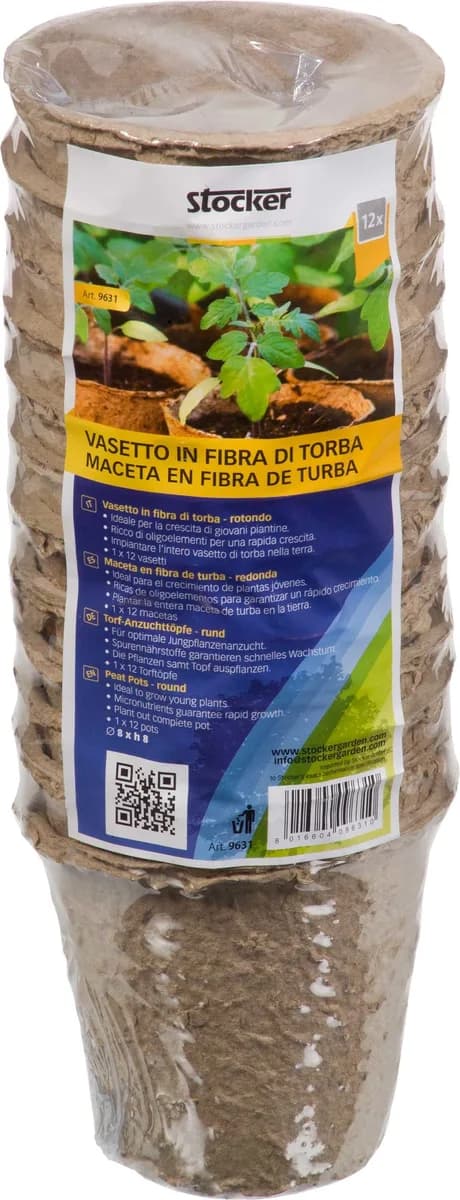 Macetas de Fibra de Turba Redonda Biodegradables 8x8 — foto principal