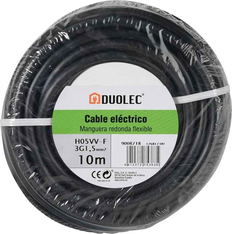 Cable Electrico Manguera Redonda 3*1,5 10m Negro Duolec — foto principal
