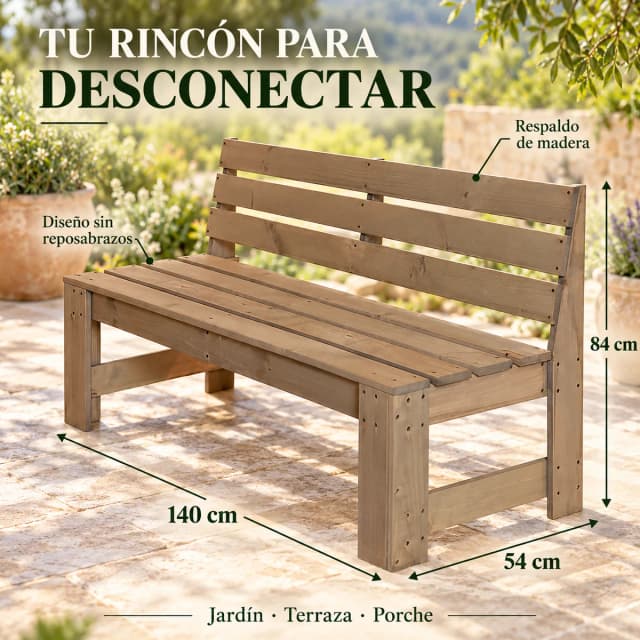 Banco Madera 140 x 54 x 84 cm — foto 2