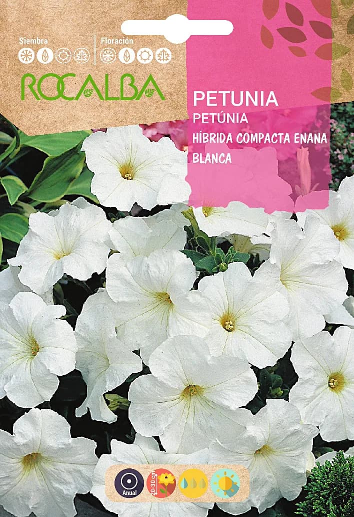 Semilla Petunia Hibrida Compacta Enana, blanca — foto principal