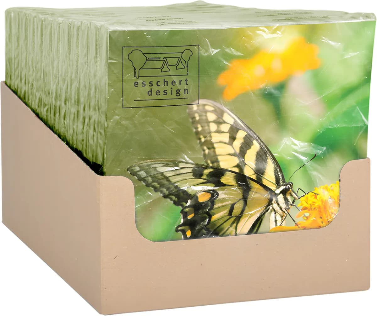 Servilletas de Papel Mariposas 33x33cm Fondo Verde — foto principal