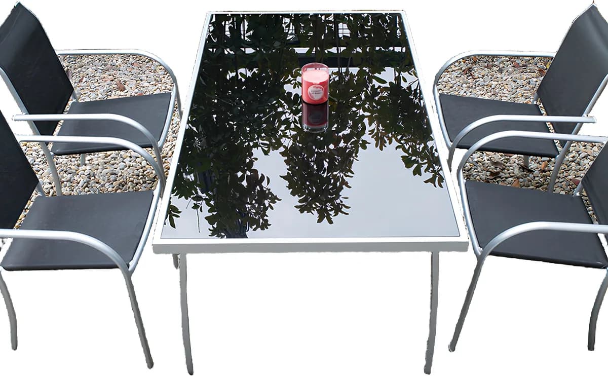 Conjunto jardin brasil mesa + 4 sillas gris — foto principal