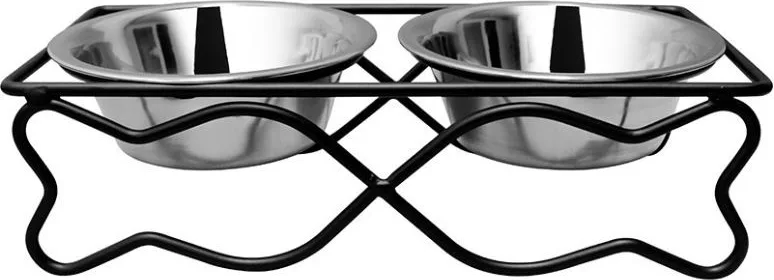 Comedero doble con soporte pez — foto principal