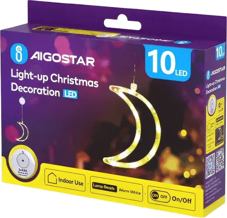 Adorno Navidad Figura Luna con Luz con Pilas y Ventosa — foto principal
