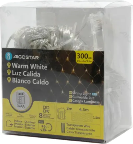 Tira Luces Led Navidad con Pila Luz Calida 4,5x1,5 m — foto principal