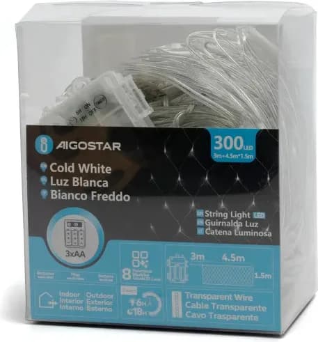 Tira Luces Led Navidad con Pila Luz Blanca 4,5x1,5 m — foto principal