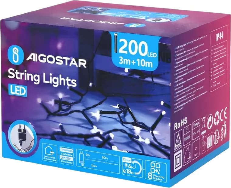 Tira de Luces Led de Navidad Luz Blanca 3.6W 10m enchufe — foto principal