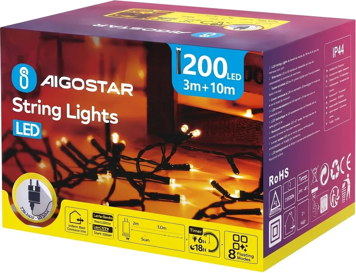 Tira de Luces Led de Navidad Luz Calida 3.6W 10m enchufe — foto principal
