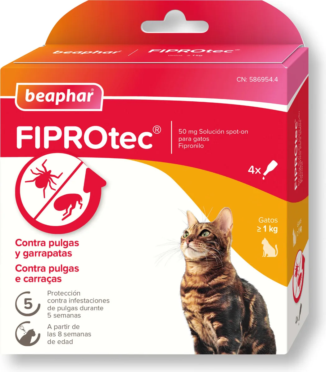 Beaphar FIPROtec Pipeta Antiparasitaria Gatos 4x0,5ml — foto principal