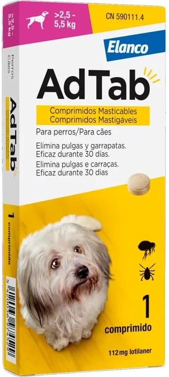 AdTab Comprimidos Masticables Antiparasitarios Perros 2,5 - 5,5 Kg — foto principal
