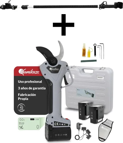Kit tijera de poda Kamikaze KV420 + pértiga 155-225 cm + 2 baterías 2,5 Ah y cargador — foto principal