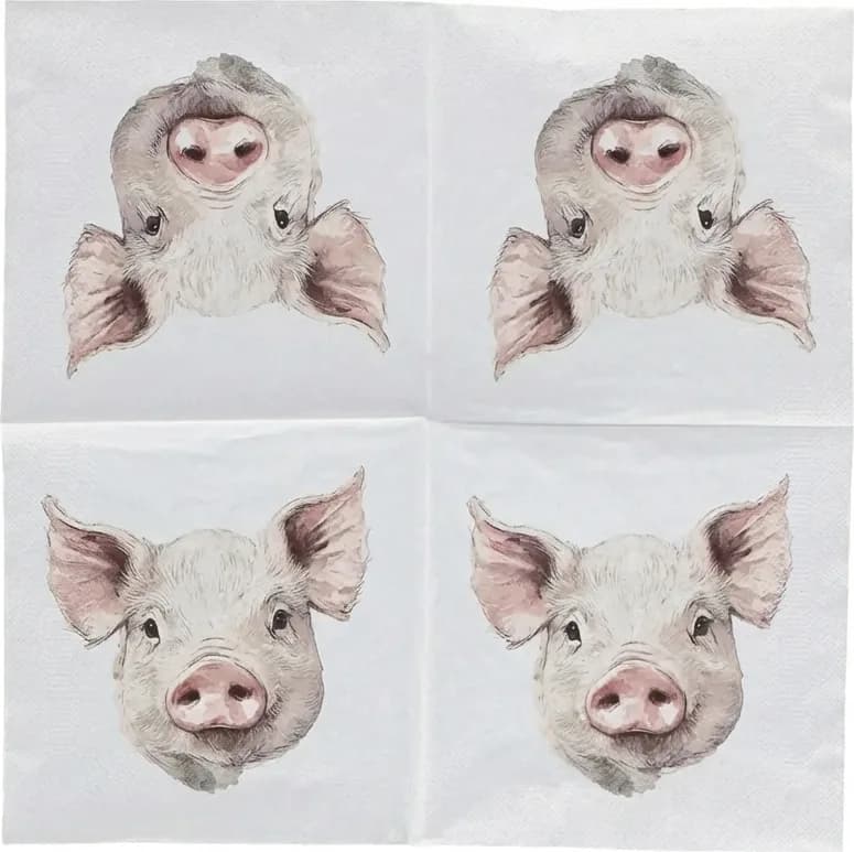 Servilletas Papel Cerdo 33x33 cm 20uds — foto principal