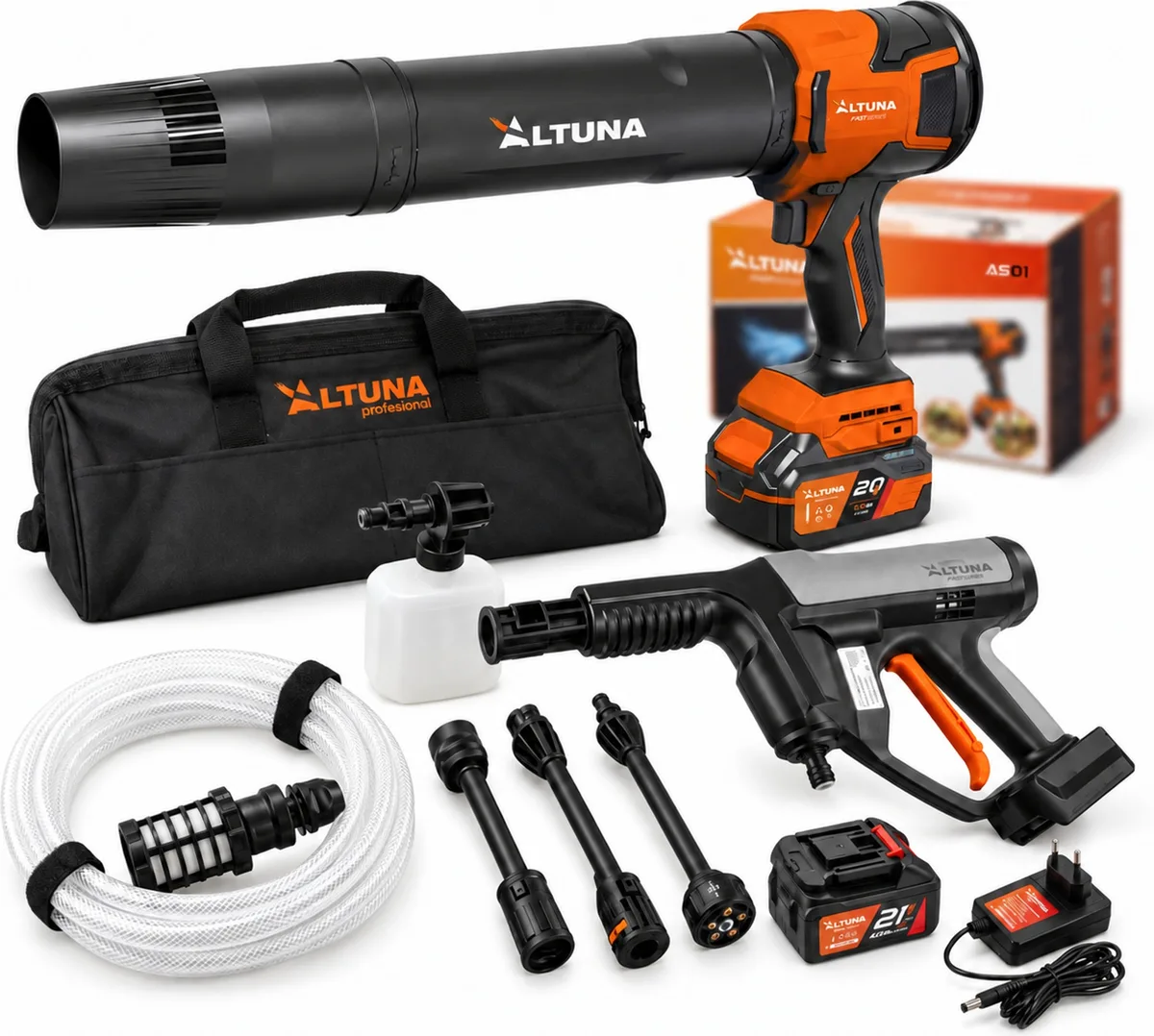 Pack Limpieza Altuna AH01 + Soplador AS01 · 2 Baterias 4 Ah y 2 Cargadores — foto principal