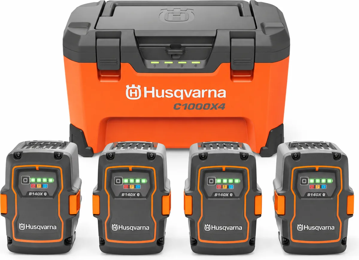 Pack multicargador Husqvarna 40-C1000X4 + 4 baterías 40-B140X 36 V 4 Ah — foto principal