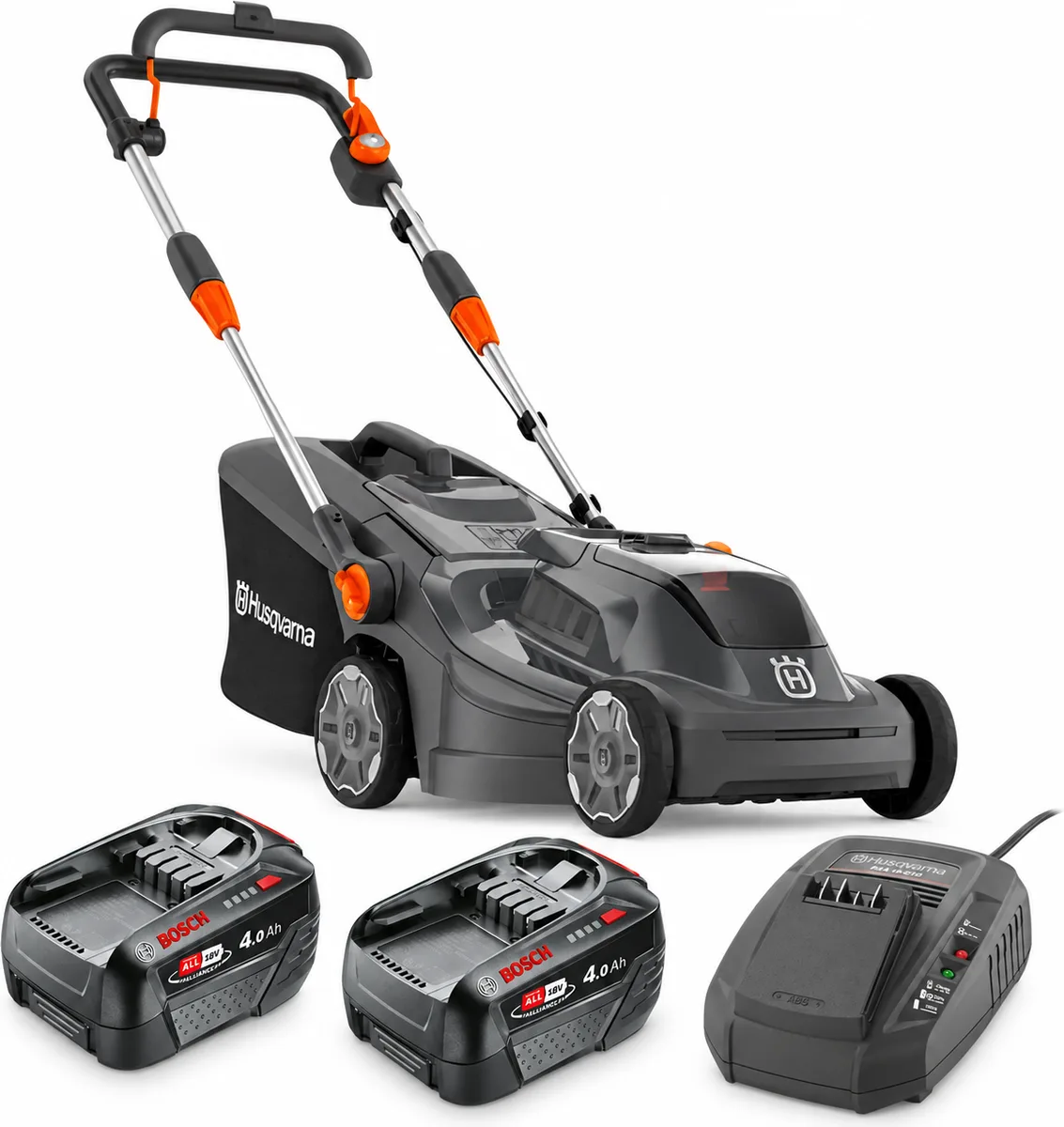 Pack cortacésped Husqvarna Aspire LC34 34 cm + 2 baterías 18 V 4 Ah y cargador 18-C70 — foto principal