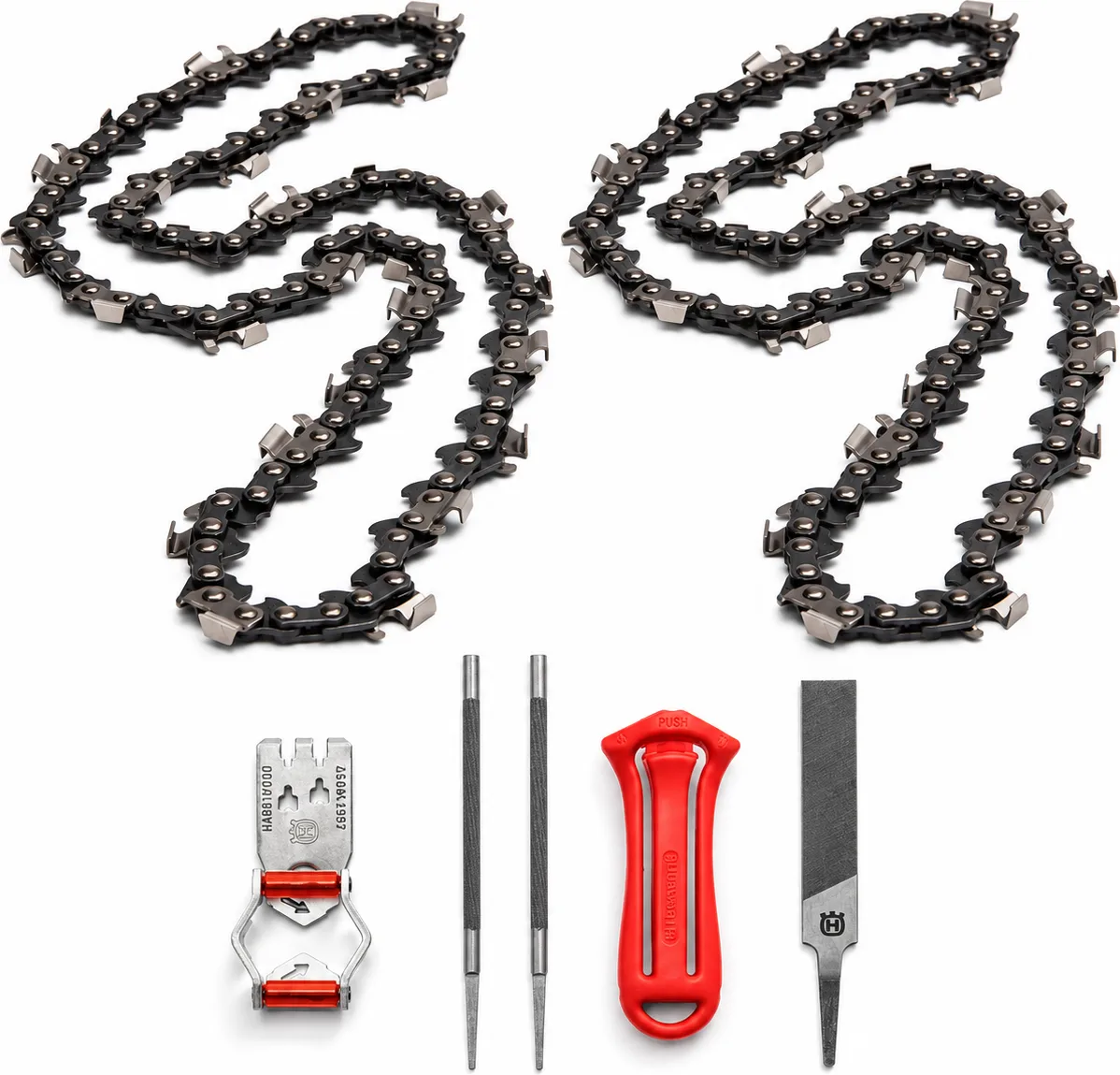 Pack motosierra: 2 cadenas Husqvarna SP33G .325 1,3 mm 64 eslabones + kit de afilado Husqvarna 4,8 mm — foto principal