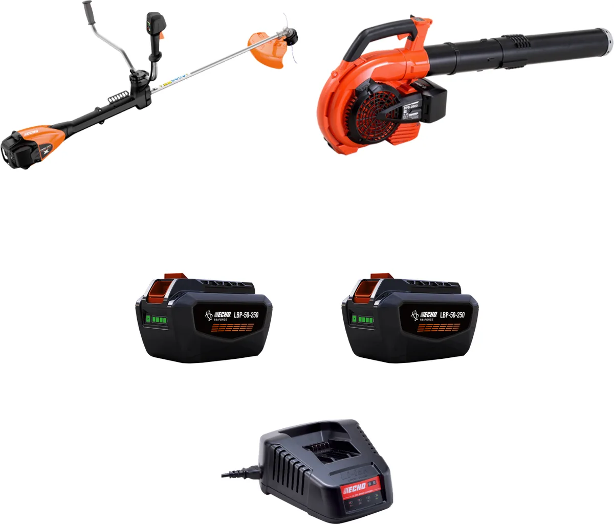 Pack desbroce y limpieza ECHO: DSRM-3500U PRO + soplador DPB-2600 PRO + 2 baterías y cargador — foto principal