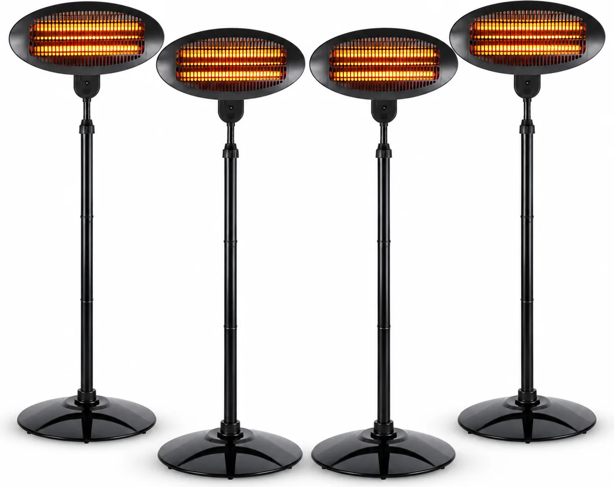 Pack oferta 4 estufas eléctricas de exterior con pie Koopman EE5000030 2000 W IPX4 — foto principal