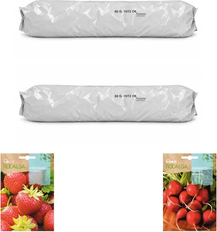Pack huerto escolar con fresas para huerto urbano: 2 sacos + 2 sobres Rocalba — foto principal