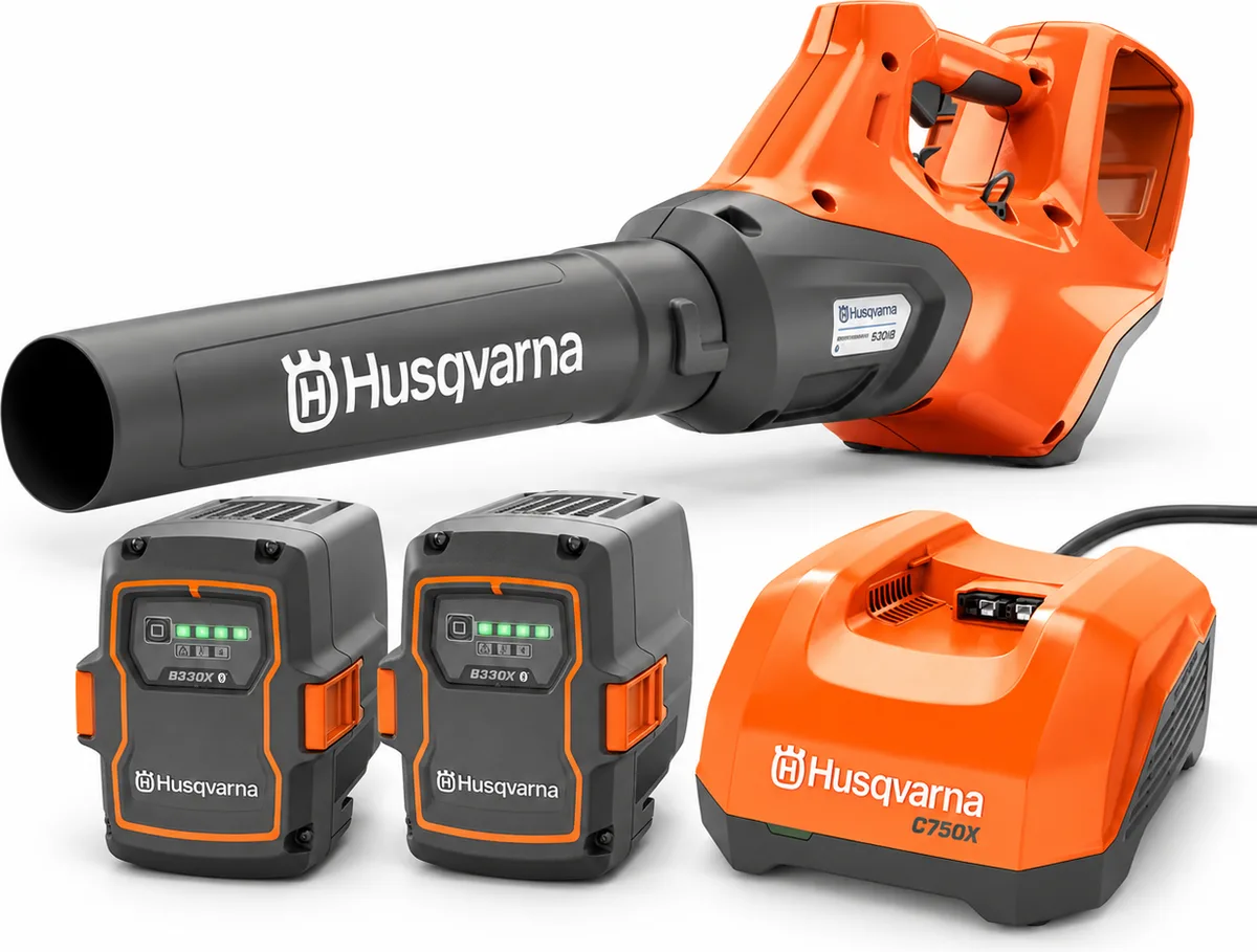 Pack soplador Husqvarna 530iB + 2 baterías 40-B330X 9 Ah + cargador rápido 40-C750X — foto principal