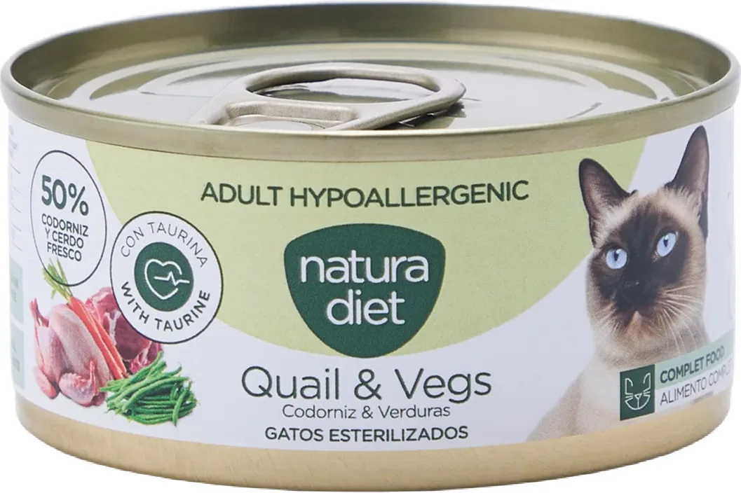 Pate Gatos Natura Diet Adulto Hipoalergenico Codorniz y Verduras 85gr — foto principal