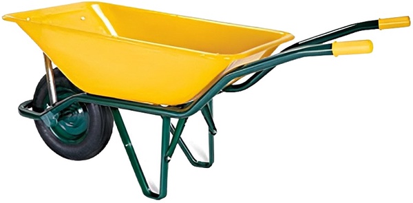 Carretillo Europa Amarillo Obra Rueda Neumatica 90 Litros