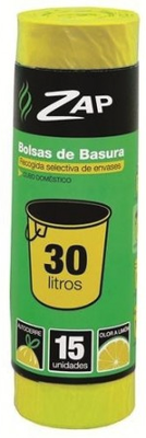Bolsa Basura Zap Limon Amarillo 15u*30l