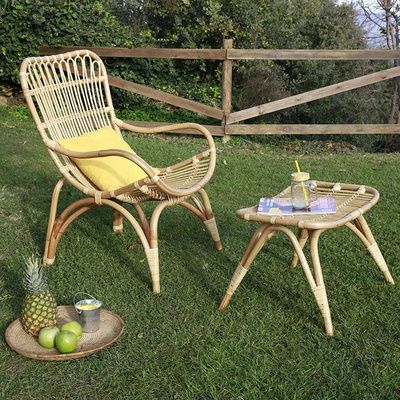 Sillon Haboo + Reposapies. Ratan Natural