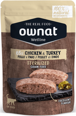 Sobre Wetline Ownat Gatos Sterilized Grain Free Pollo y Pavo