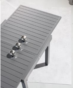 Conjunto Serie Piazza Grafito Mesa extensible 135/270x90xh75cm + 6 Sillas Aluminio/acero
