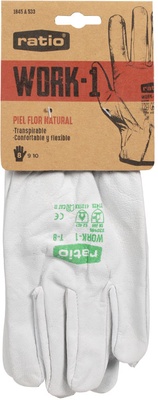 Guante Piel Flor Vacuno Blanco Talla 10 Work 1