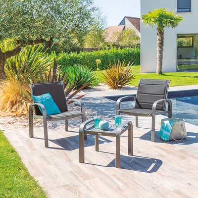 Conjunto para Jard�n Elyn Antracita 2 Sillones + Mesa