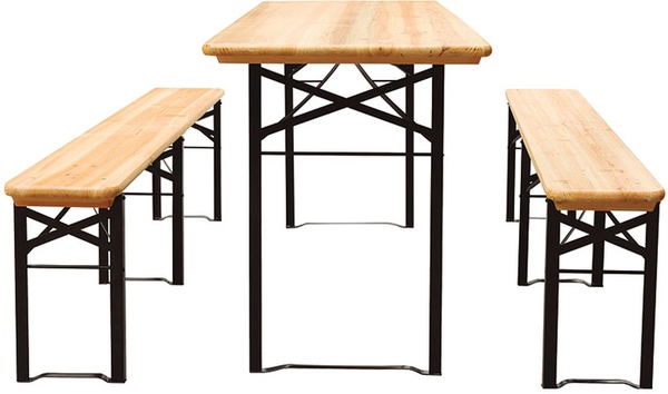 Conjunto 2 Bancos + Mesa de Madera/Acero