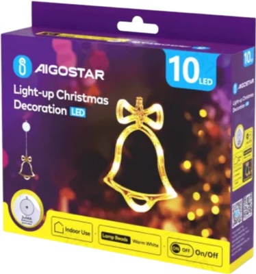 Adorno Navidad Figura Campana con Pilas y Ventosa