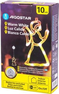 Adorno Navidad Figura Angel Luz con Pilas y Ventosa