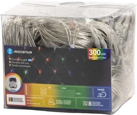 Tira Luces Led Navidad con Pila Varios Colores 4,5x1,5 m