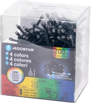 Cadena Luces Navidad Luz Cambiante 10m Pilas