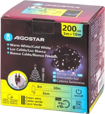 Tira Luces Navidad con Pilas Luz Amarilla y Blanca 10 Mt