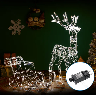 Figura Navidad Reno con Trineo Luz Calida