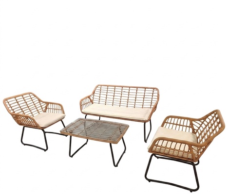 Conjunto Ratan Sofa, 2 Sillones, Mesa Baja