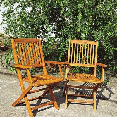 Juego de 2 Sillas Madera Acacia con Brazos