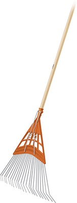 Escoba Metalica/Plastica Jardin 22 Dientes con Mango Reforzada