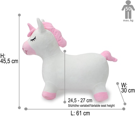 Correpasillos Unicornio Saltarin Peluche con Bomba