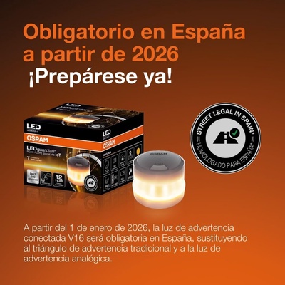 Baliza Luz Emergencia OSRAM LED Guardian V16 Conectada a la DGT 3.0