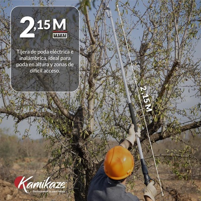 Tijera de Poda El�ctrica Kamikaze KV215: P�rtiga 215cm, Corte �40mm + 2 Bater�as Litio