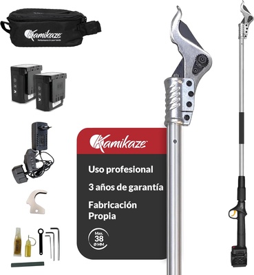 Tijera de Poda El�ctrica Kamikaze KV215: P�rtiga 215cm, Corte �40mm + 2 Bater�as Litio