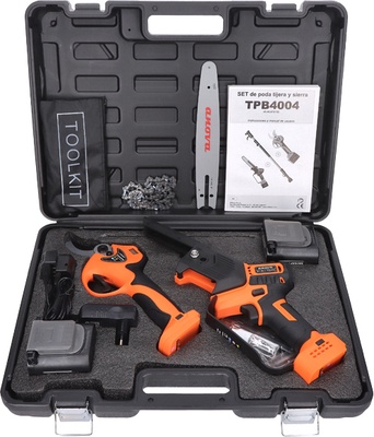 Pack poda Anova: tijera el�ctrica 40 mm + motosierra de poda engrase autom�tico + p�rtiga 2 m + 2 bater�as 4 Ah