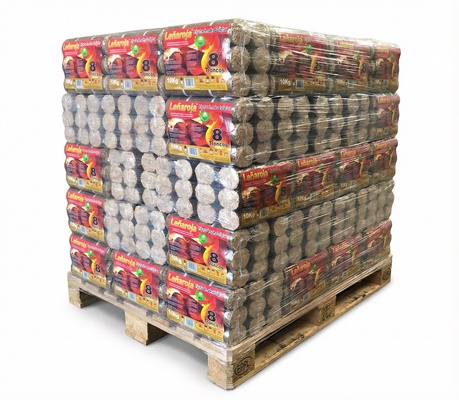 Palet 112 Unidades Briquetas de Madera 10Kg Le�a Roja