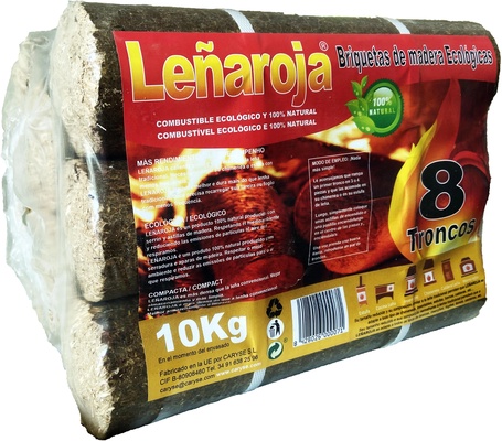 Palet 112 Unidades Briquetas de Madera 10Kg Le�a Roja
